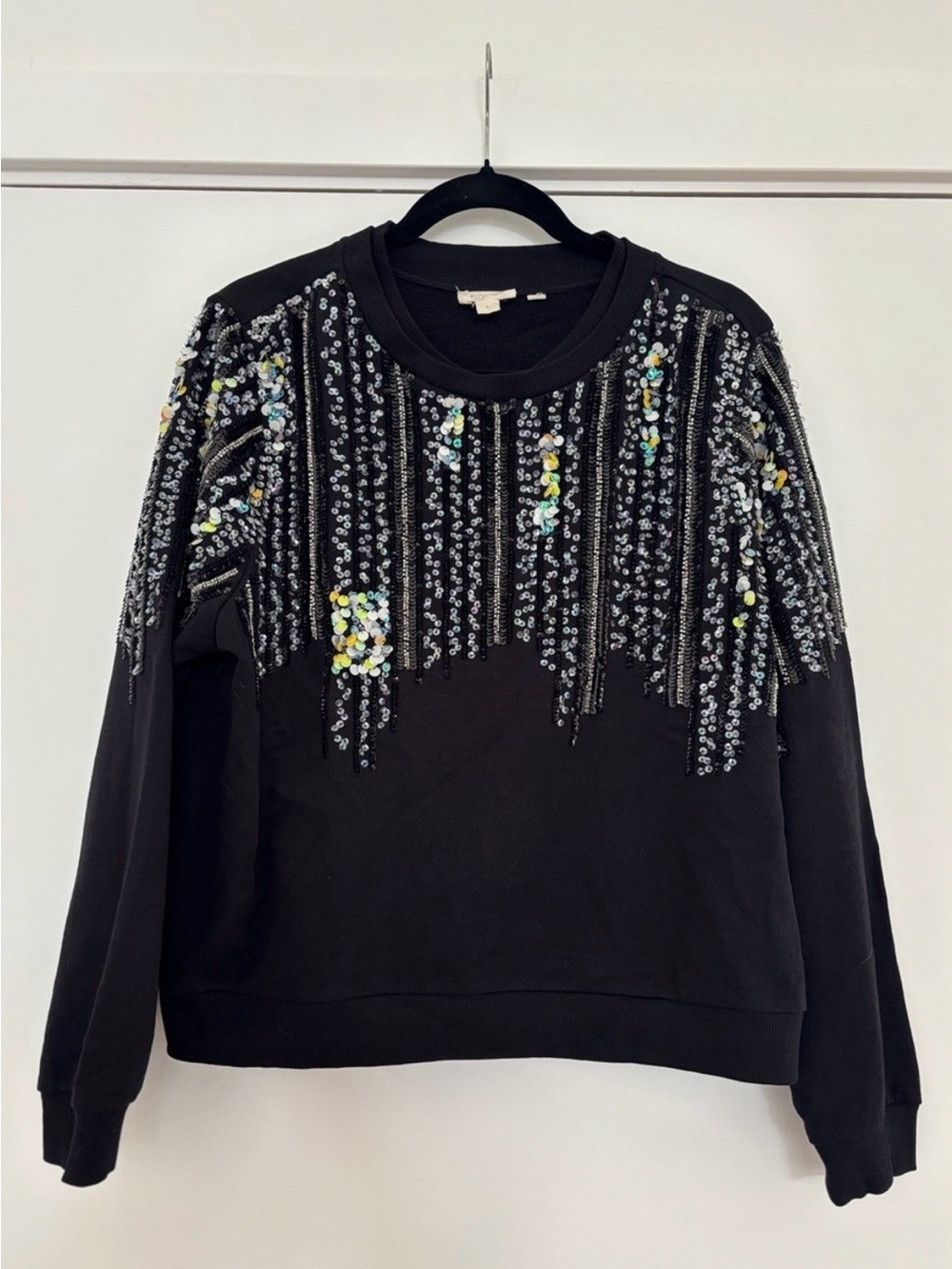 Anthropologie Let Me Be Disco Sequin Sweatshirt in Black - Picture 6 of 13